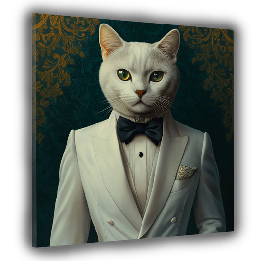 Quadro gatto elegante smoking stile classico moderno