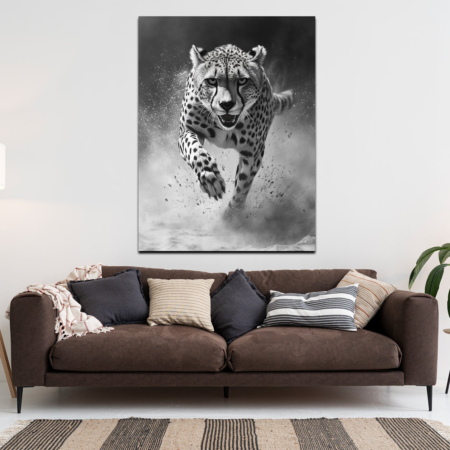 Quadro ghepardo bianco nero corsa energia velocità natura