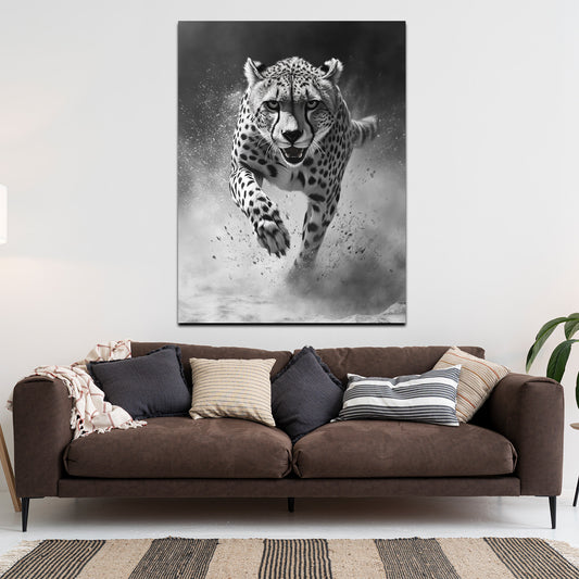 Quadro ghepardo bianco nero corsa energia velocità natura
