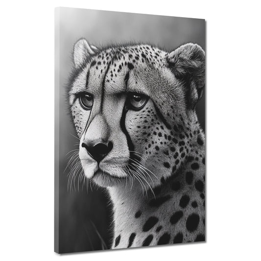 Quadro ghepardo bianco nero ritratto eleganza