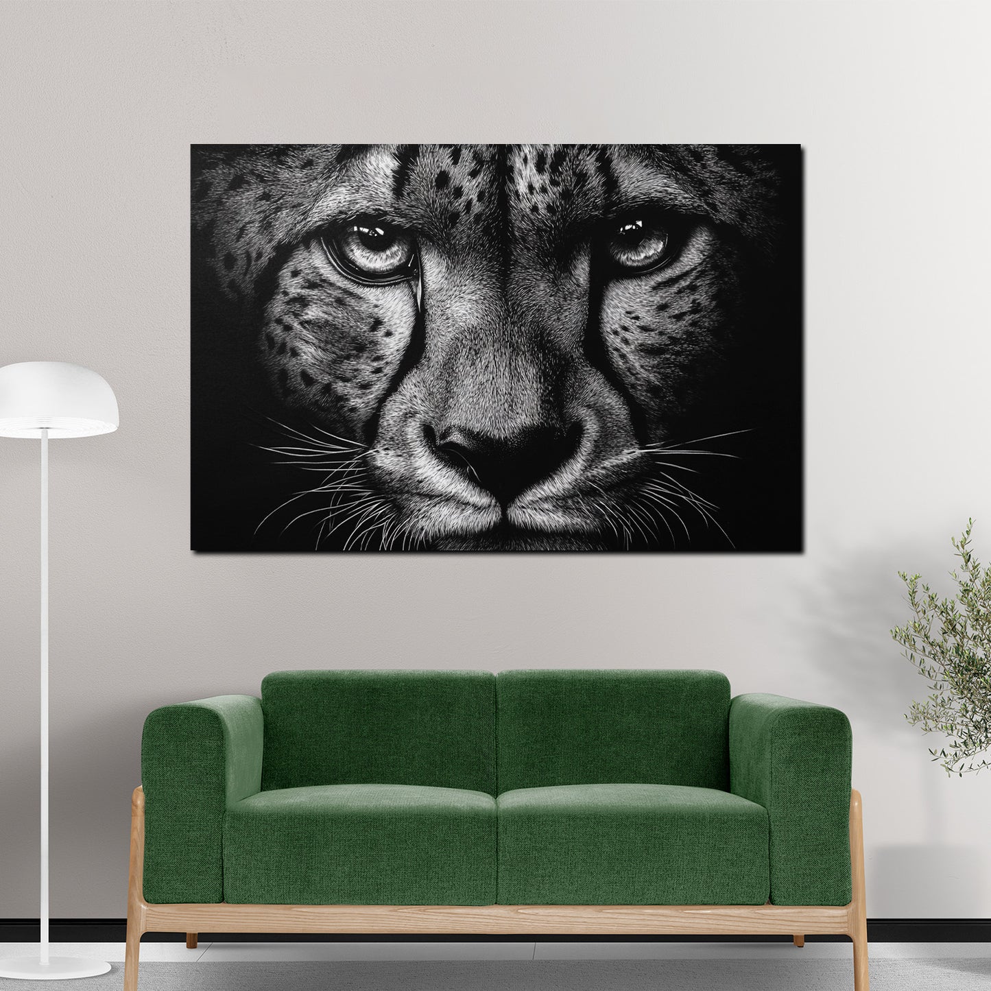 Quadro ghepardo primo piano bianco nero intensità