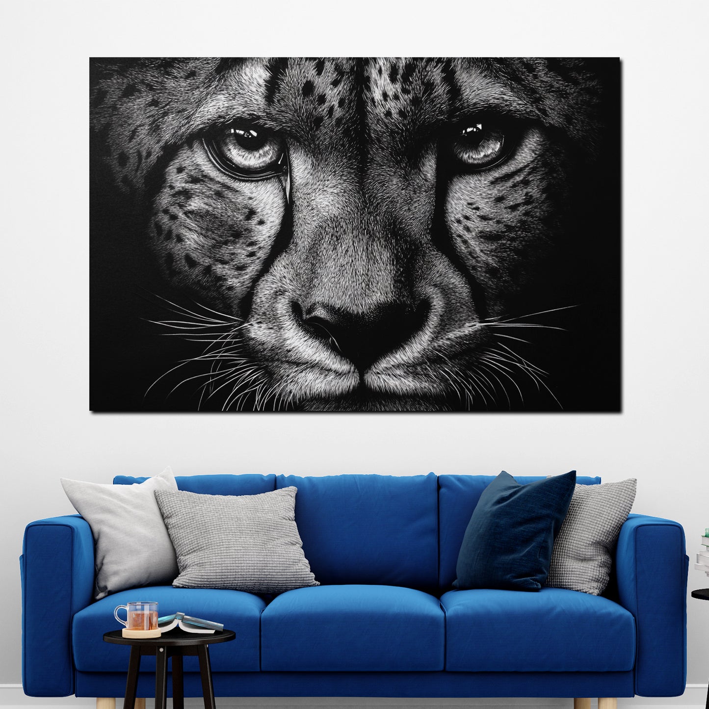 Quadro ghepardo primo piano bianco nero intensità