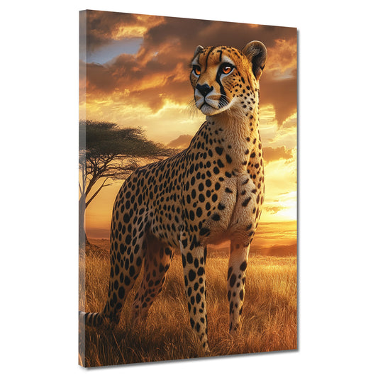 Quadro ghepardo savana tramonto eleganza natura selvaggia