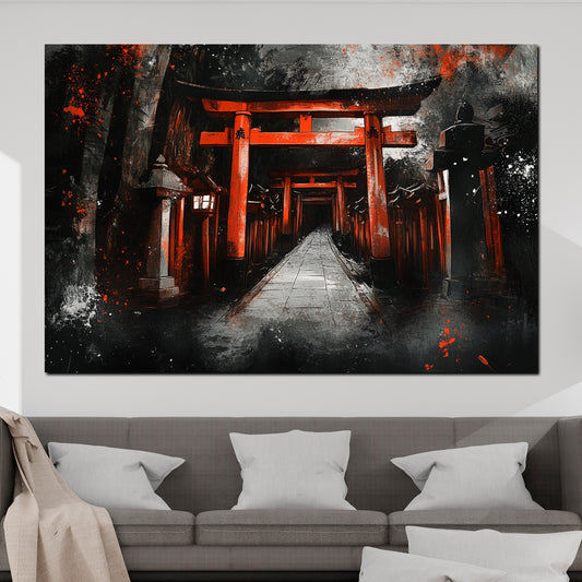 Quadro giappone torii rosso nero mistico