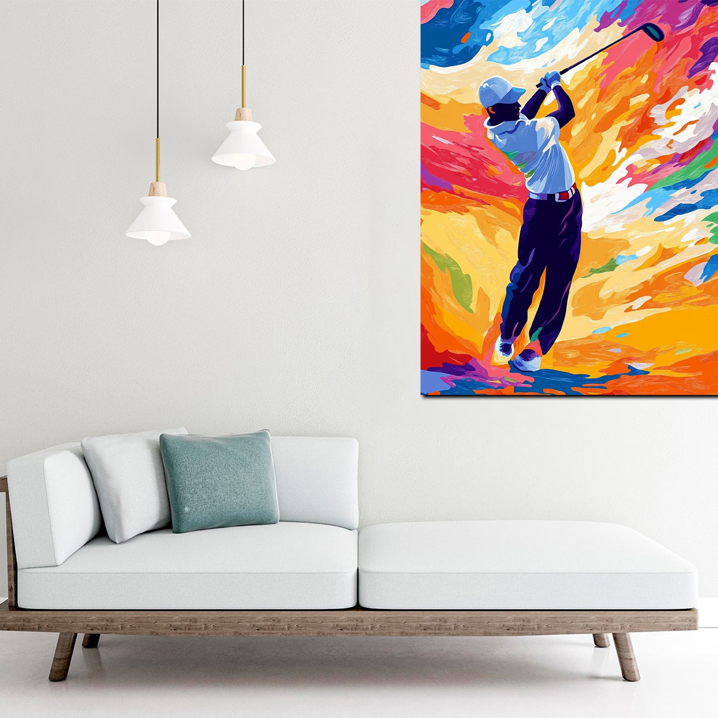 Quadro golfista colorato energico moderno vivace