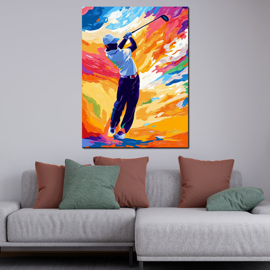 Quadro golfista colorato energico moderno vivace