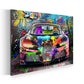 Quadro graffiti auto sportiva arte urbana pop art colorato