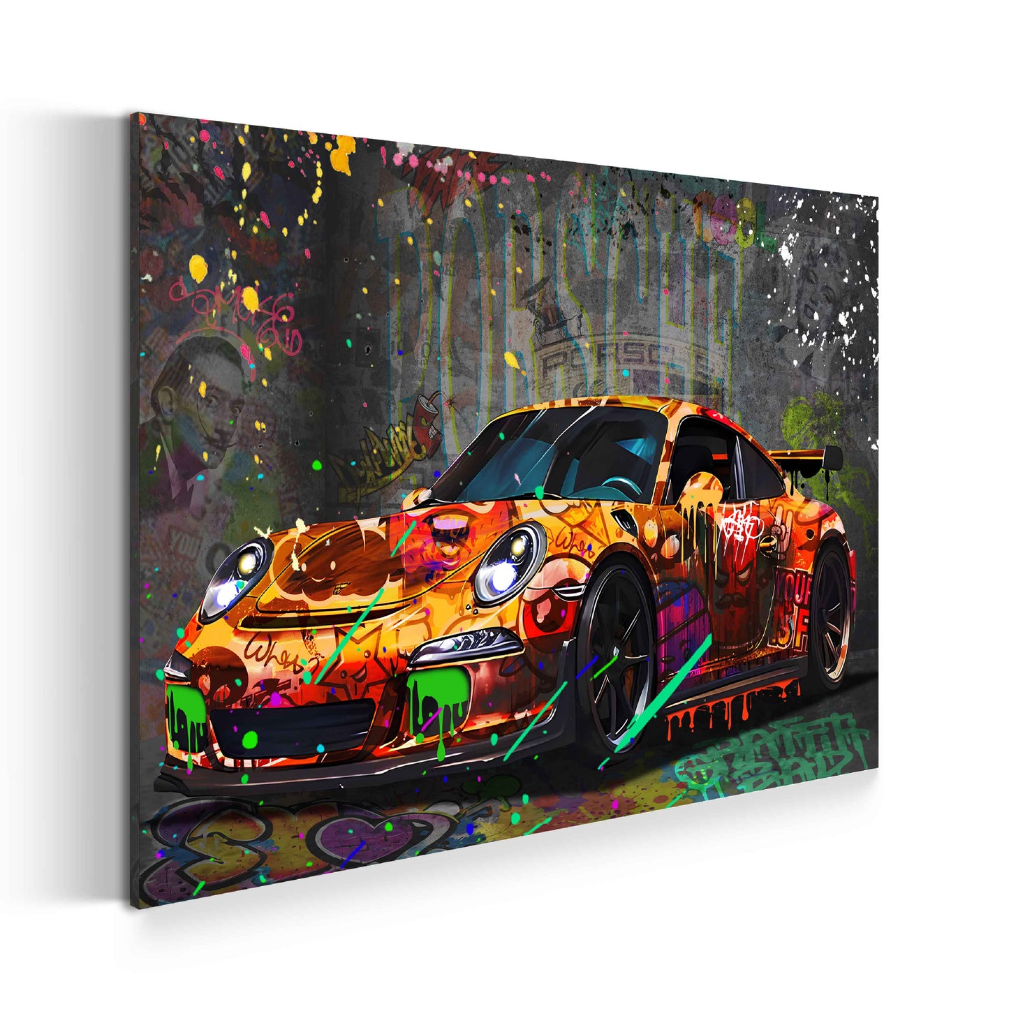 Quadro graffiti auto sportiva arte urbana
