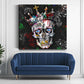 Quadro graffiti teschio corona diamanti ribelle street art moderno