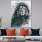 Quadro leone con cappuccio dettagli dorati arte moderna