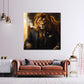 Quadro leone elegante con sigaro successo motivazione moderno