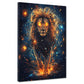 Quadro leone fiammeggiante maestoso moderno mistico