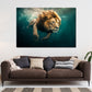 Quadro leone maestoso che nuota avventura forza natura moderno