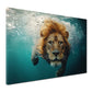 Quadro leone nell'acqua animale selvaggio dinamico