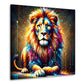 Quadro leone pop art seduto con colori vivaci