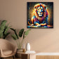 Quadro leone pop art seduto con colori vivaci