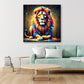 Quadro leone pop art seduto con colori vivaci