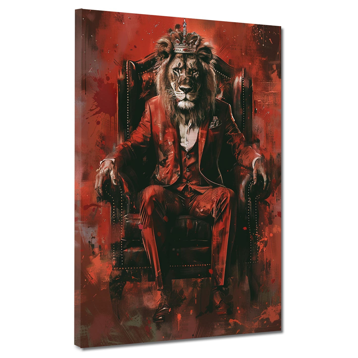 Quadro leone re completo trono rosso