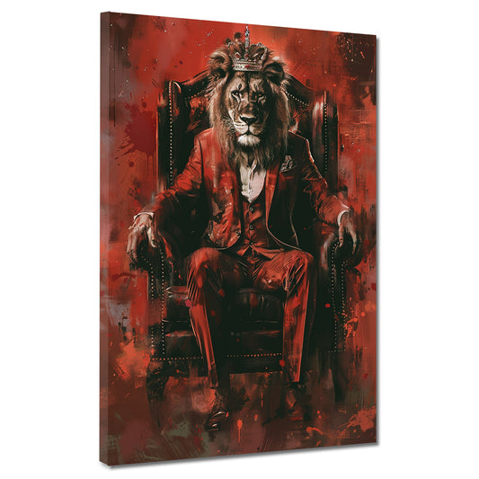 Quadro leone re completo trono rosso
