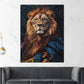 Quadro leone reale in abito sontuoso forza nobiltà moderno