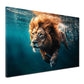 Quadro leone sott'acqua forza animale natura selvaggia