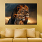 Quadro leoni coppia maestosa natura tramonto