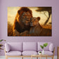 Quadro leoni coppia tramonto savana amore natura