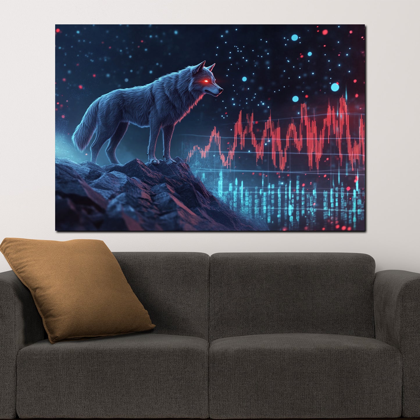 Quadro lupo finanza successo digitale moderno