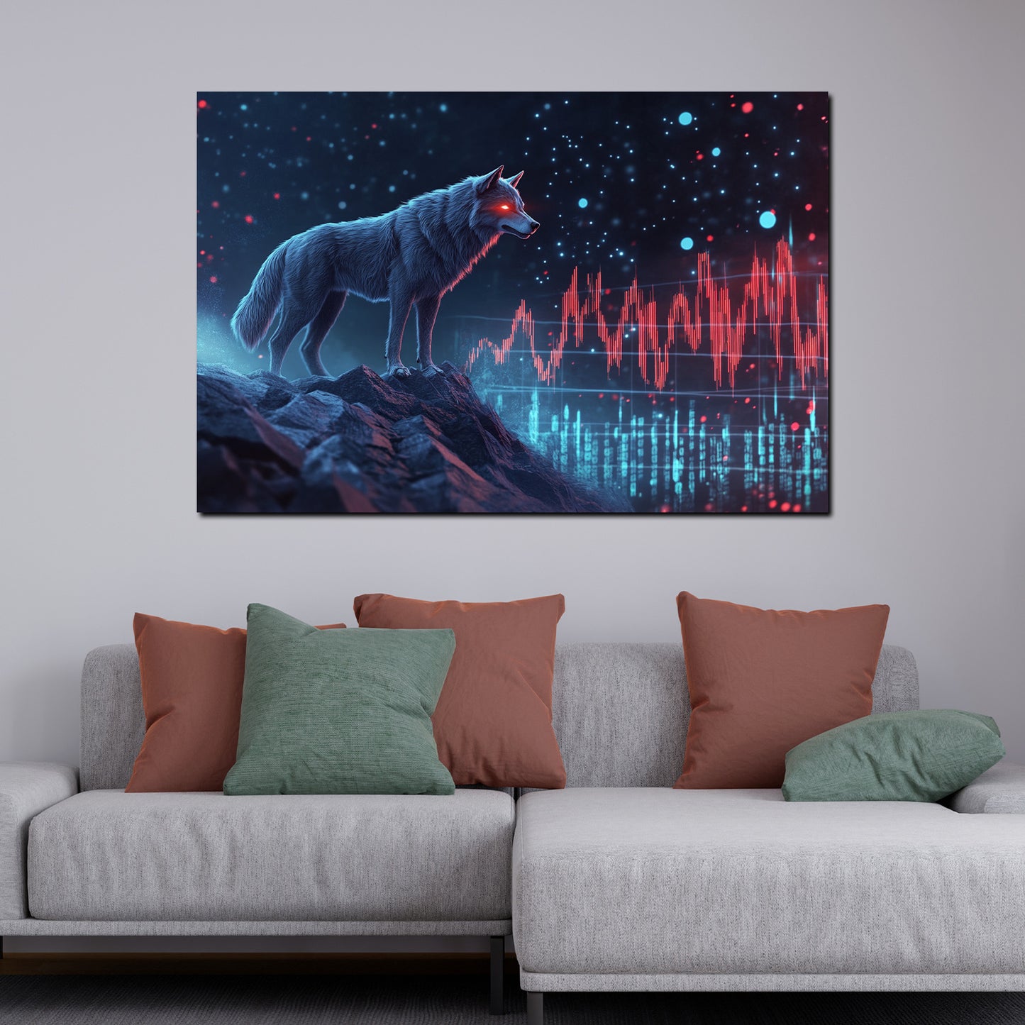 Quadro lupo finanza successo digitale moderno