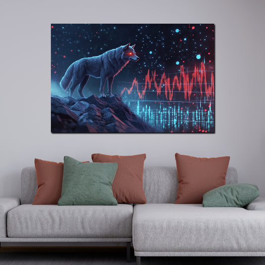 Quadro lupo finanza successo digitale moderno