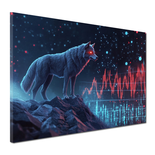 Quadro lupo finanza successo digitale moderno