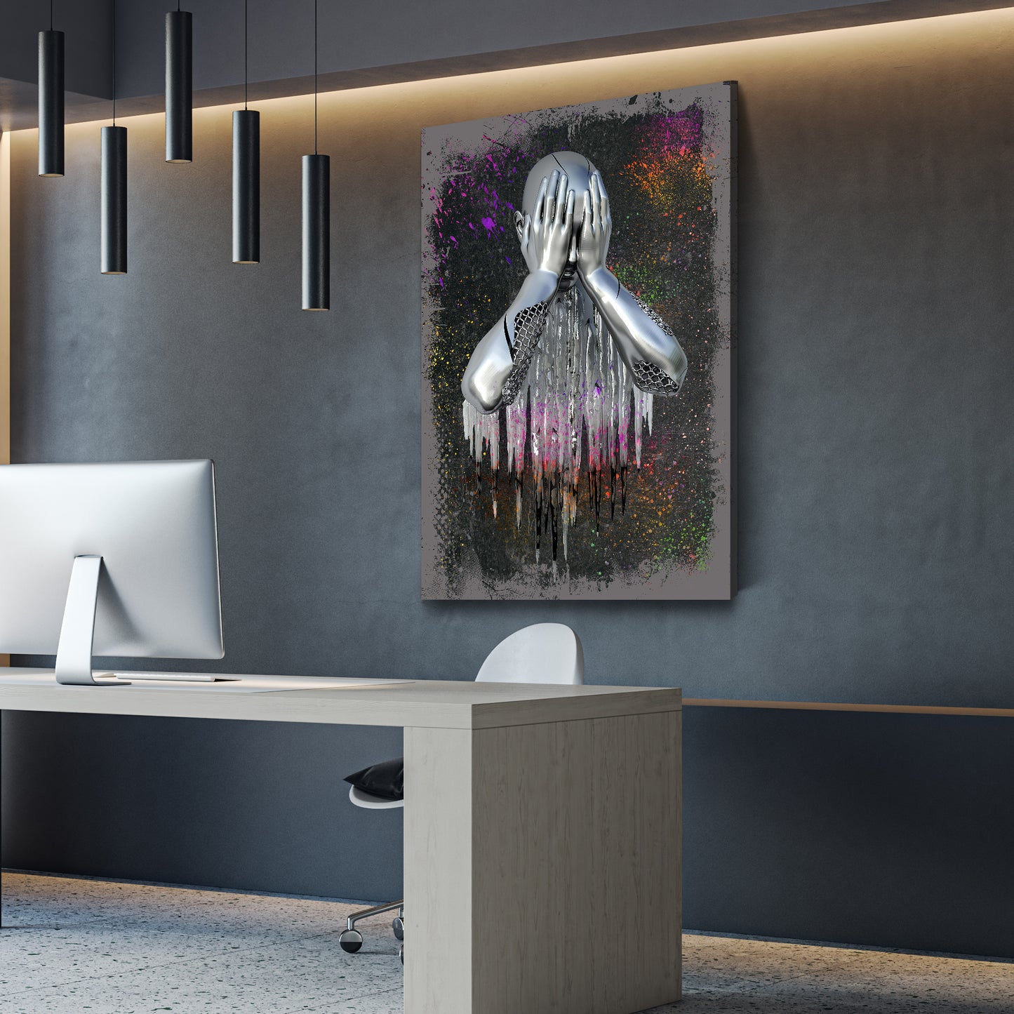 Quadro moderno figura astratta stile metallo pop art style arte moderna