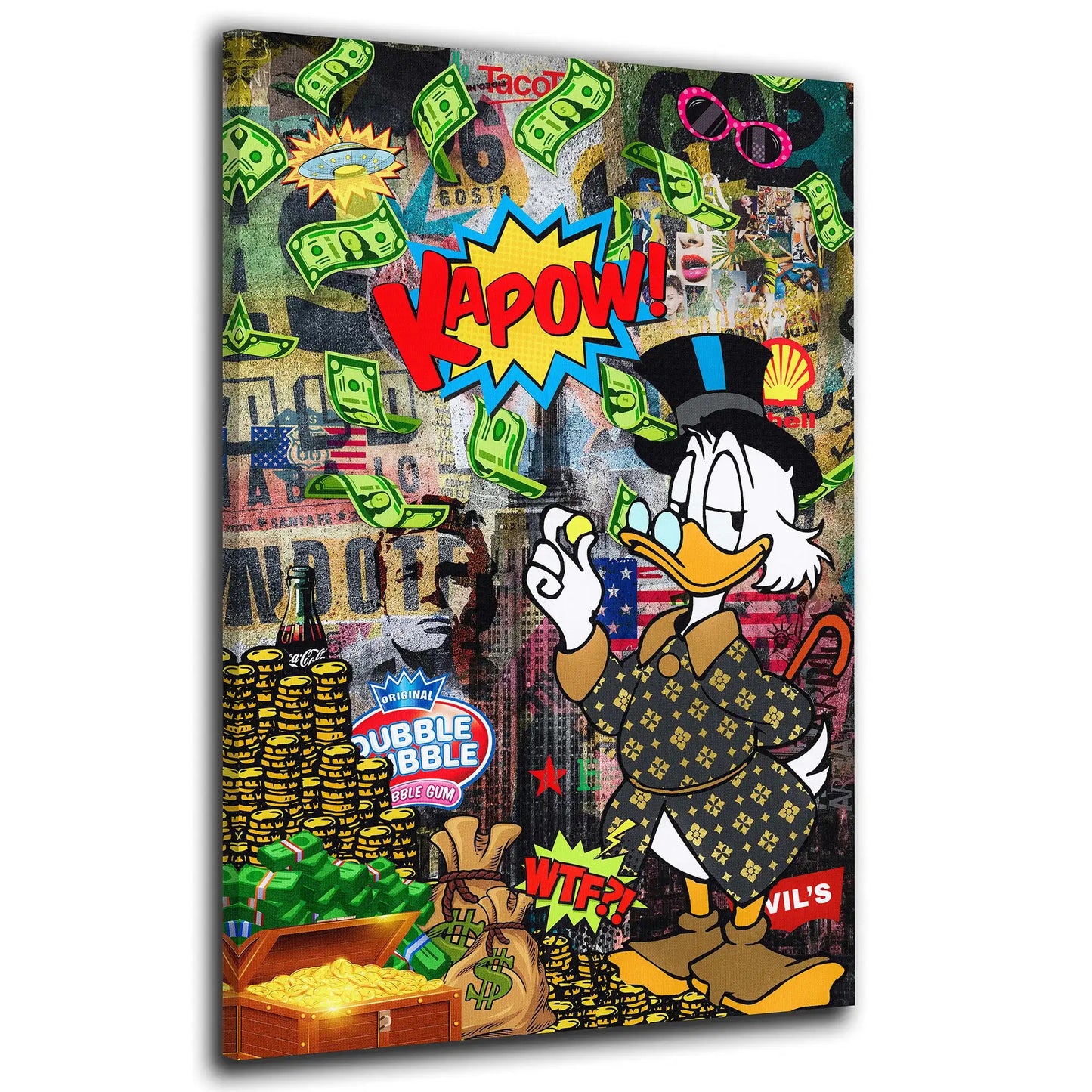 Quadro moderno Comic Duck Pioggia di denaro Kapow!