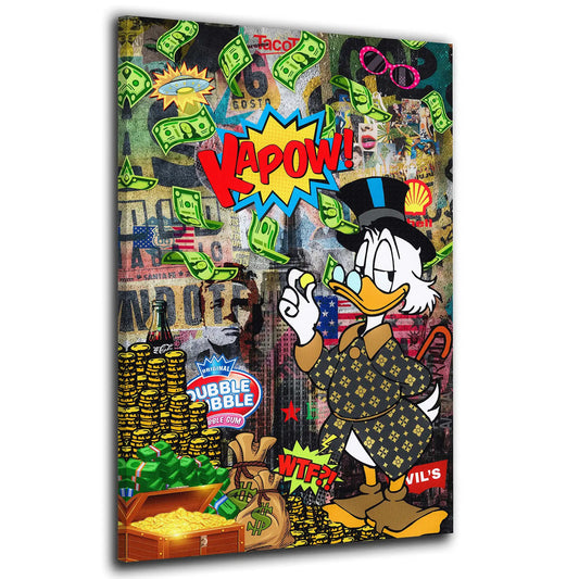Quadro moderno Comic Duck Pioggia di denaro Kapow!