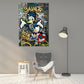 Quadro stampa su tela moderno Duck Rockstar Pop Art Style