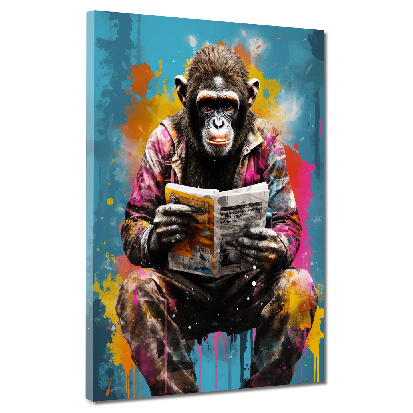 Quadro moderno Gorilla pop art seduto con un giornale
