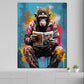 Quadro moderno Gorilla pop art seduto con un giornale
