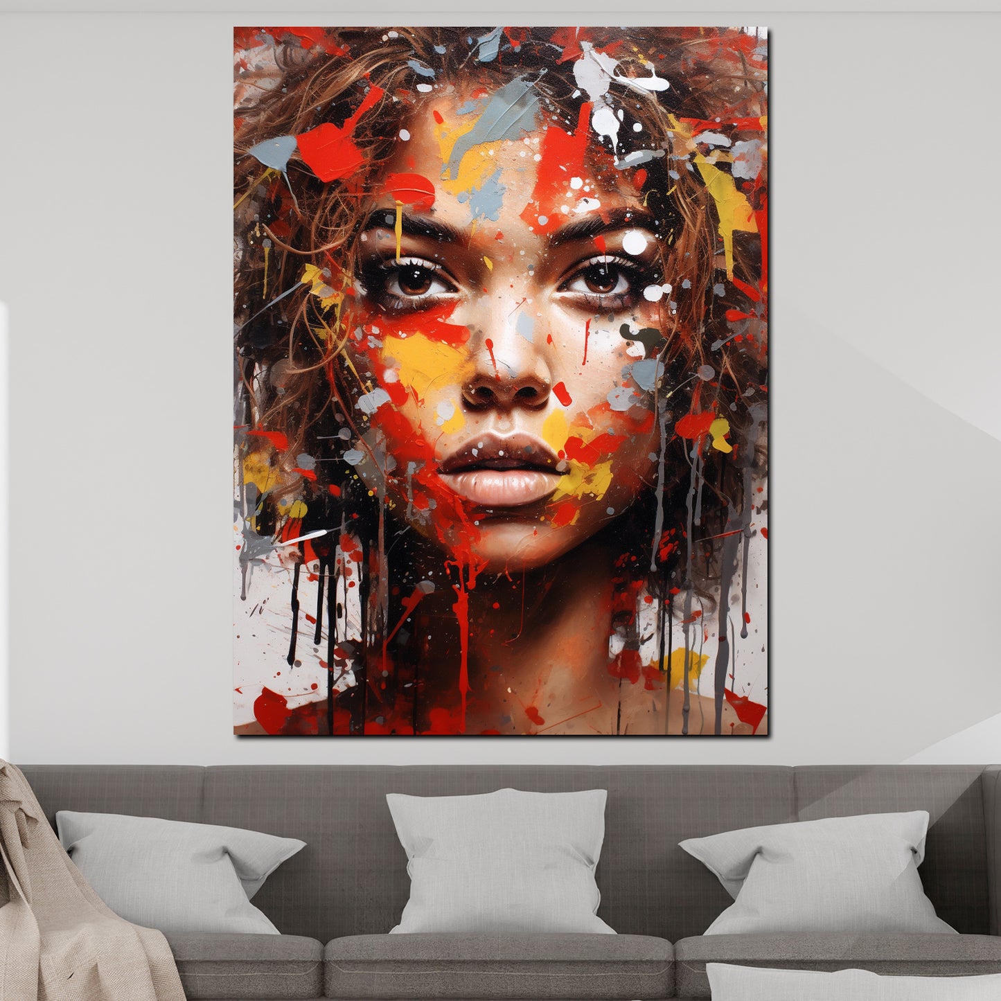 Quadro moderno Pop Art Donna africana colour splash