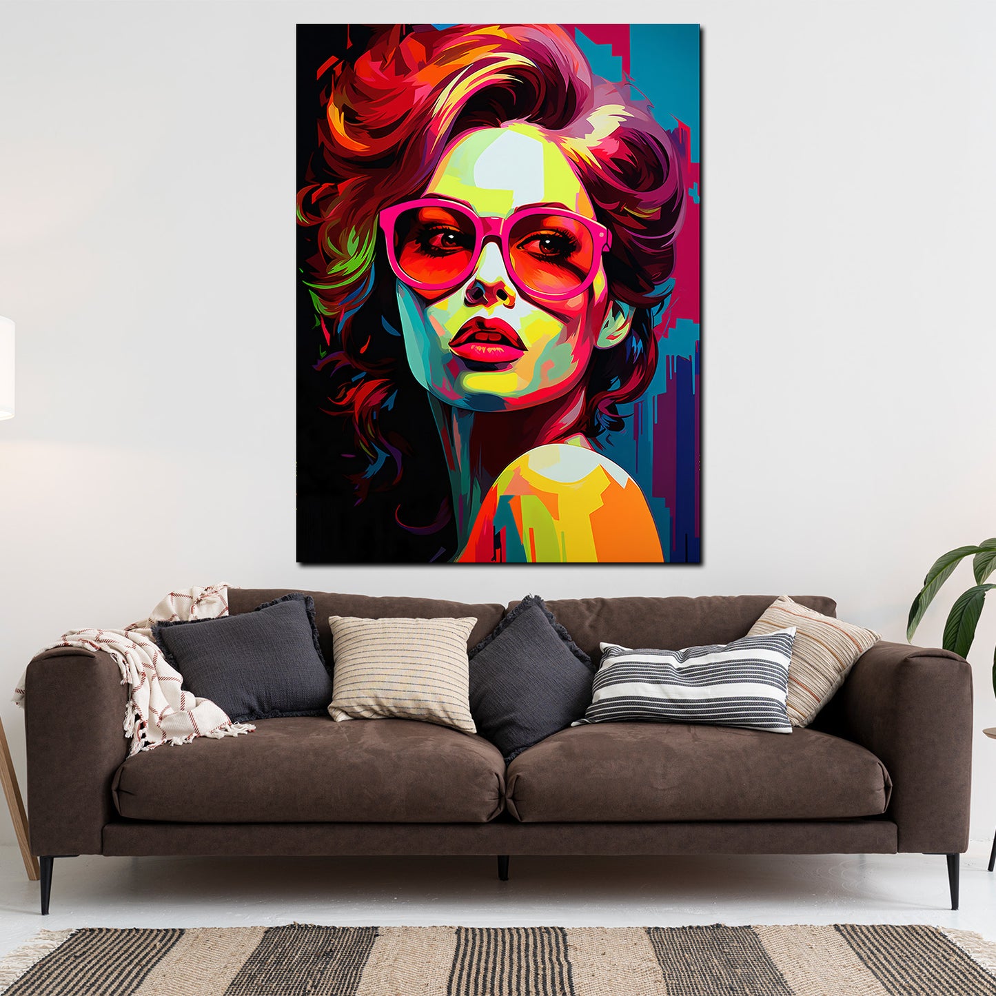 Quadro moderno Pop Art Donna con occhiali da sole rossi