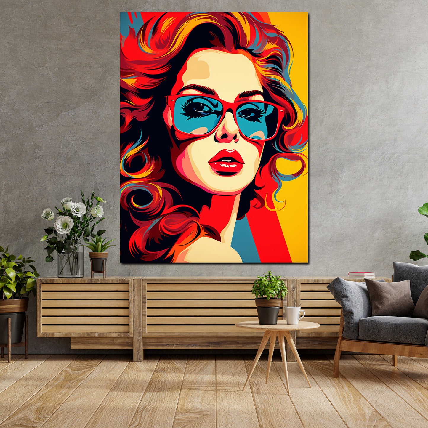 Quadro moderno Pop Art Donna con occhiali da sole