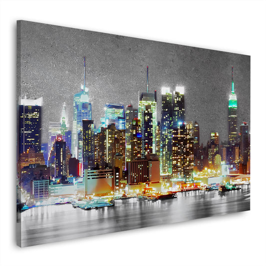 Quadro moderno Skyline luminoso di New York, USA