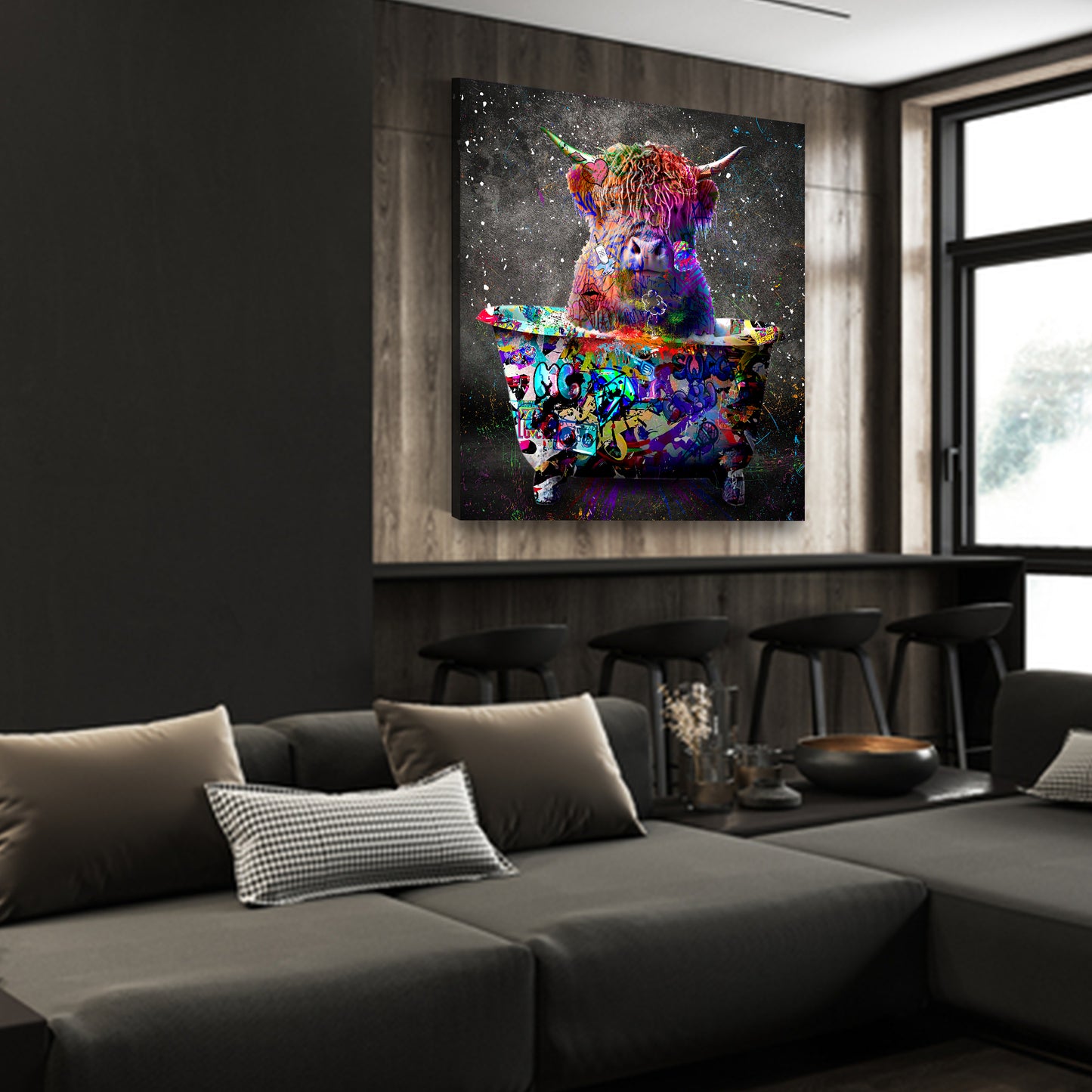 Quadro moderno Toro in vasca Graffiti Street Art Style