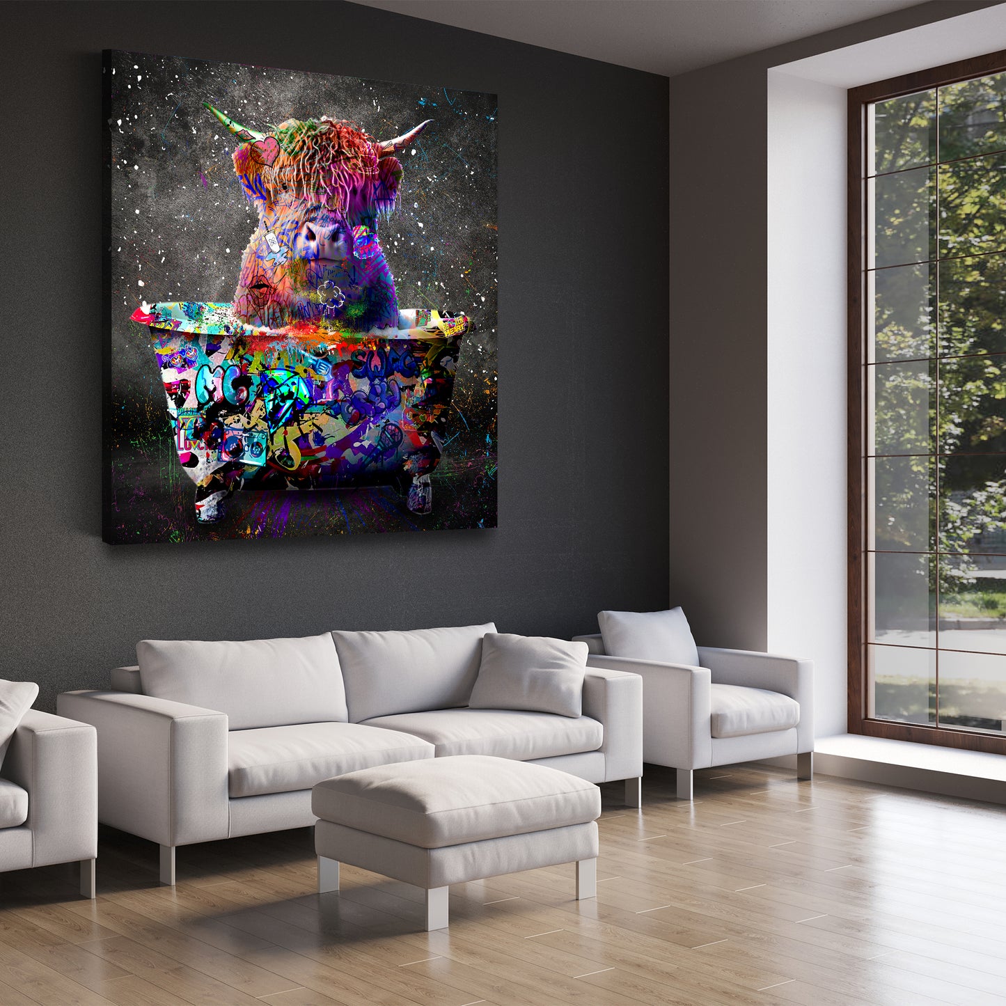 Quadro moderno Toro in vasca Graffiti Street Art Style