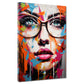 Quadro moderno volto femminile con occhiali stile pop art