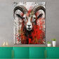 Quadro moderno capra astratta red splash
