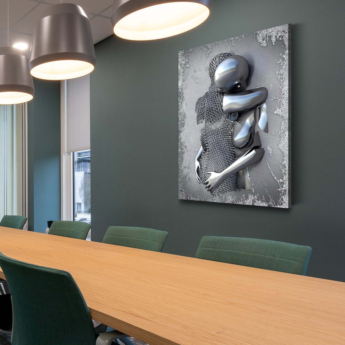 Quadro moderno figure astratte stile metallo arte da parete in metallo stile argento