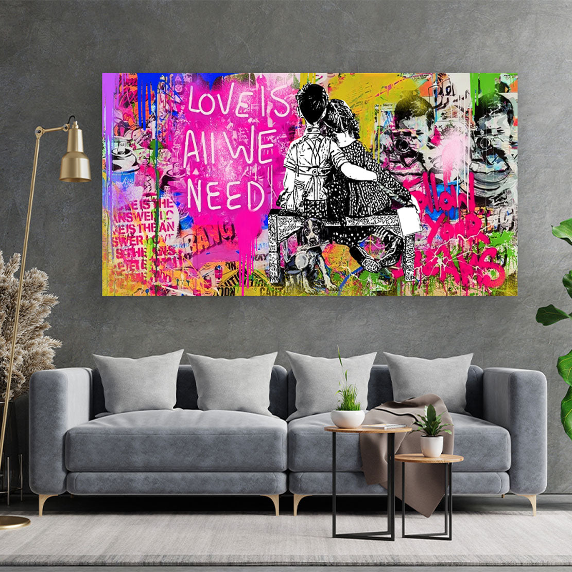 Quadro moderno Ragazzo & Ragazza Street Art Love IS ALL WE Need