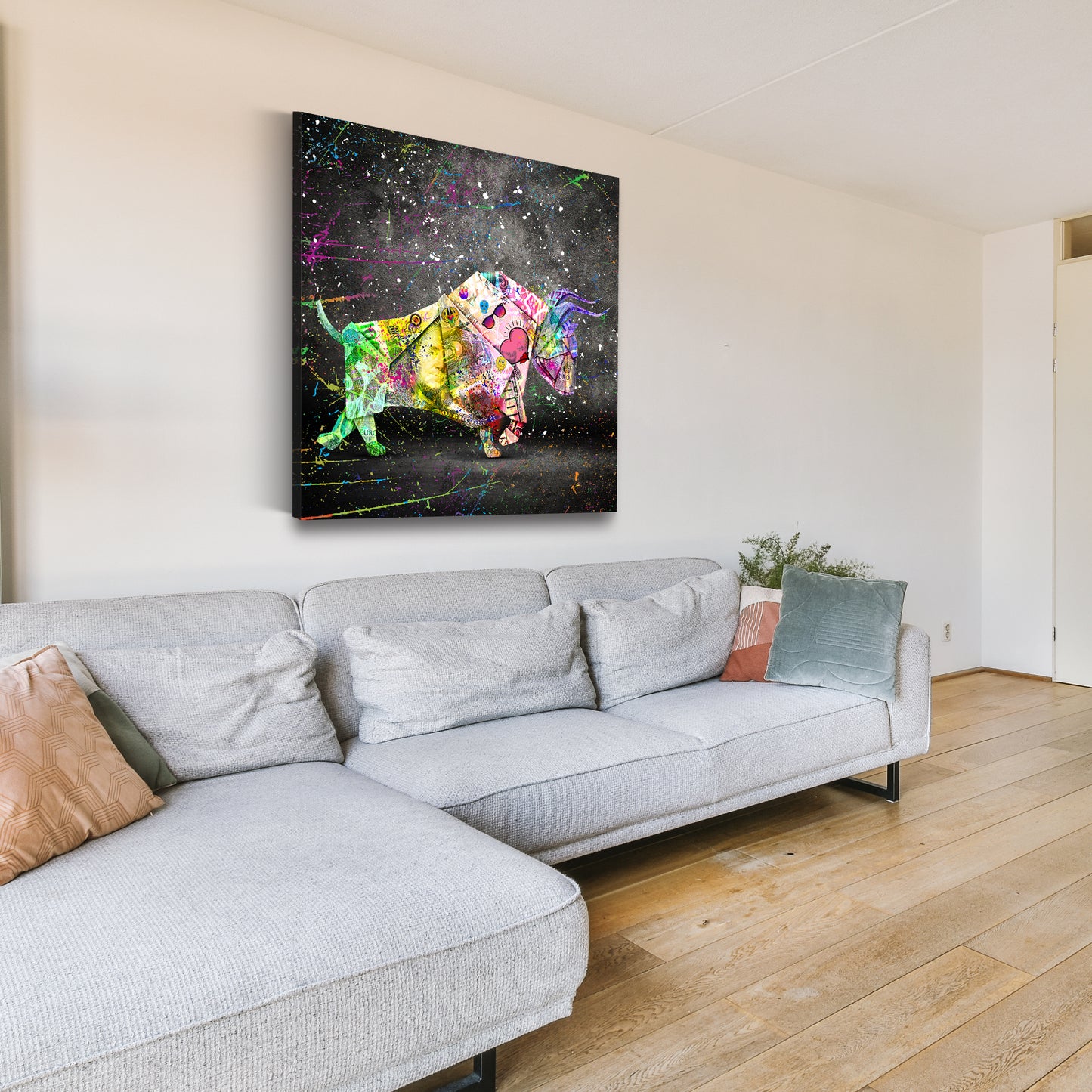 Quadro moderno toro a banconote Graffiti Street Art Style