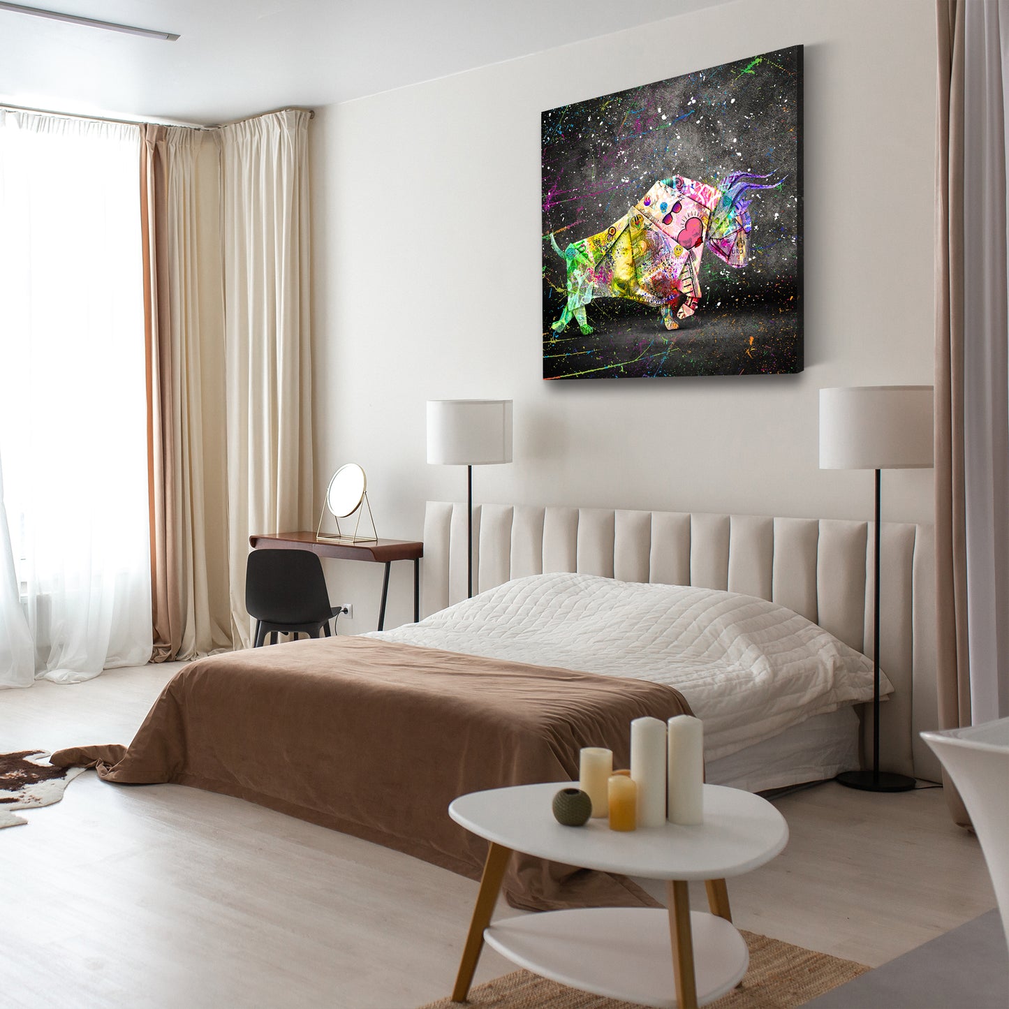 Quadro moderno toro a banconote Graffiti Street Art Style