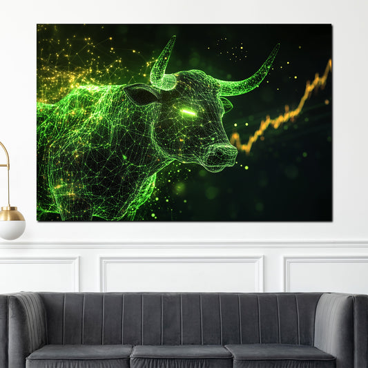 Quadro motivazione borsa toro denaro e successo